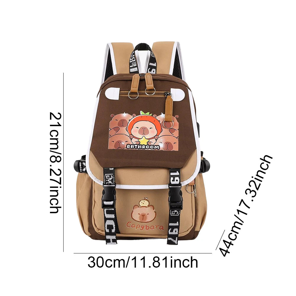 Capybara Lovers Laptop Zipper School Backpack