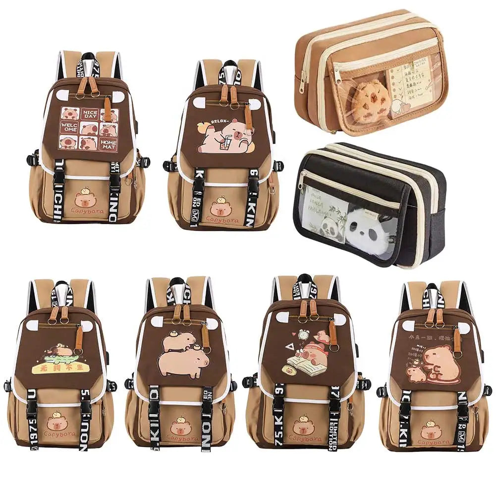 Capybara Lovers Laptop Zipper School Backpack