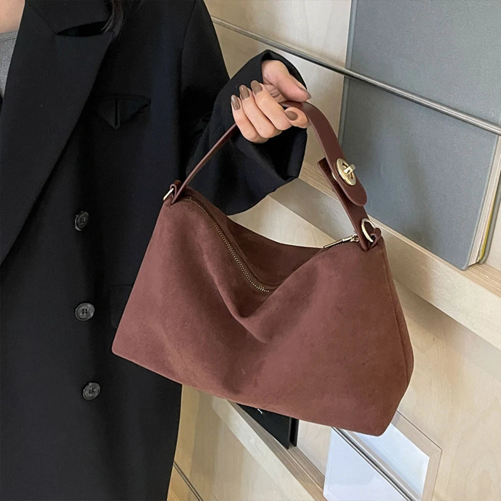 Zipper Faux Suede Pillow Shoulder and Crossbody Bags Simple Solid High Quality Handbags for Women 2024 Fashion Classic Versatile