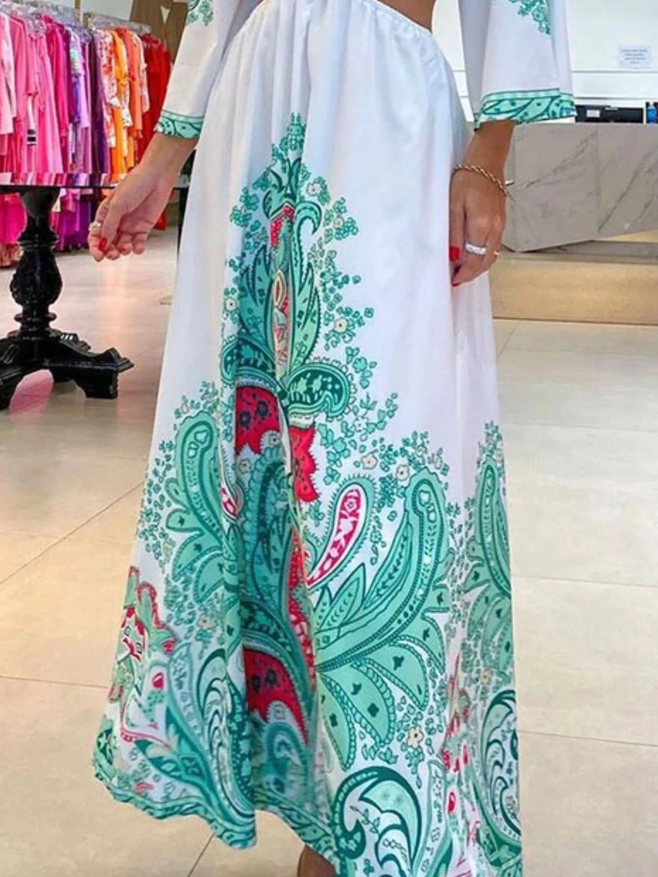Paisley Print Cut-Out Maxi Dress.