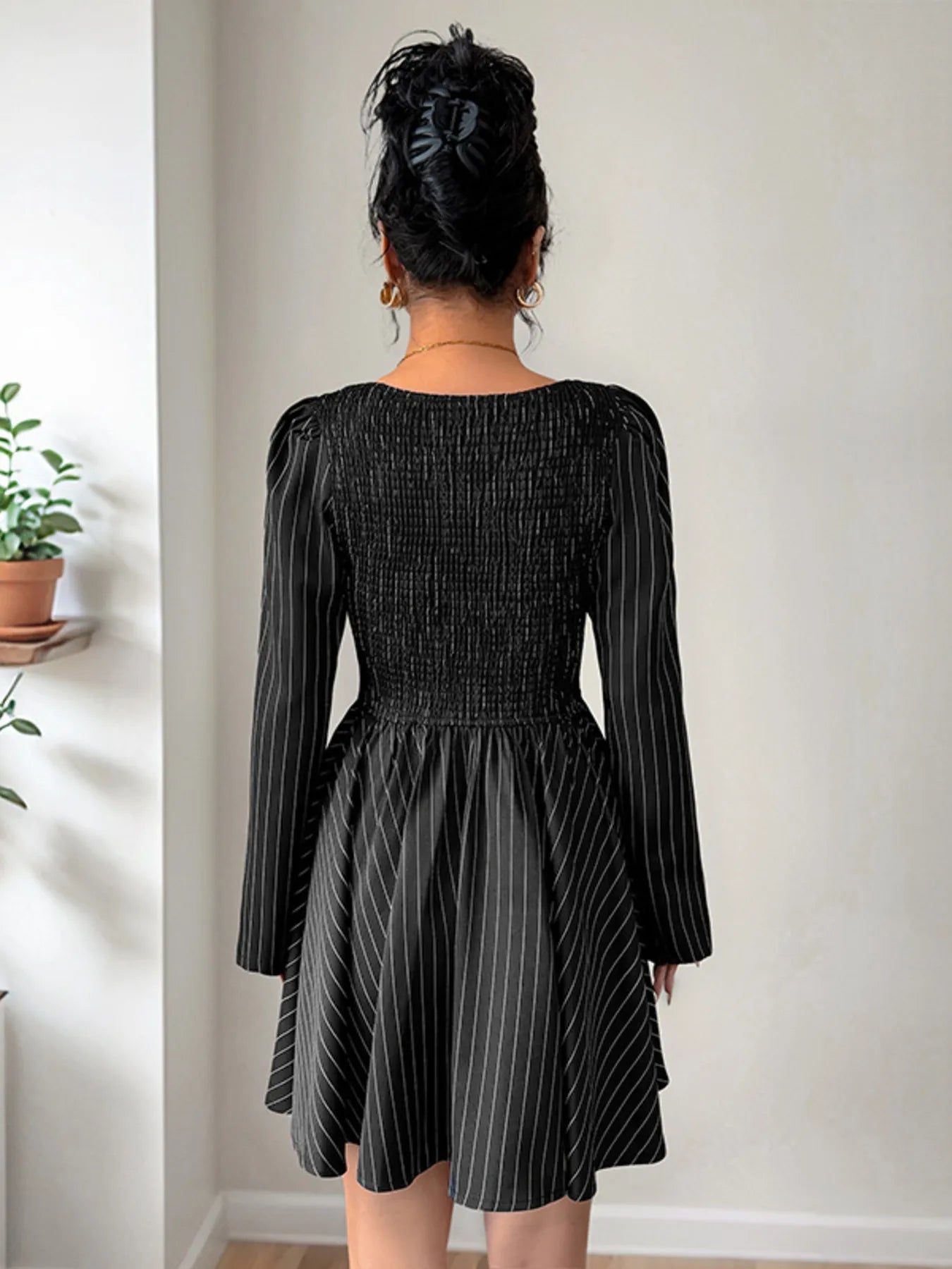 Striped Long Sleeve Mini Dress.