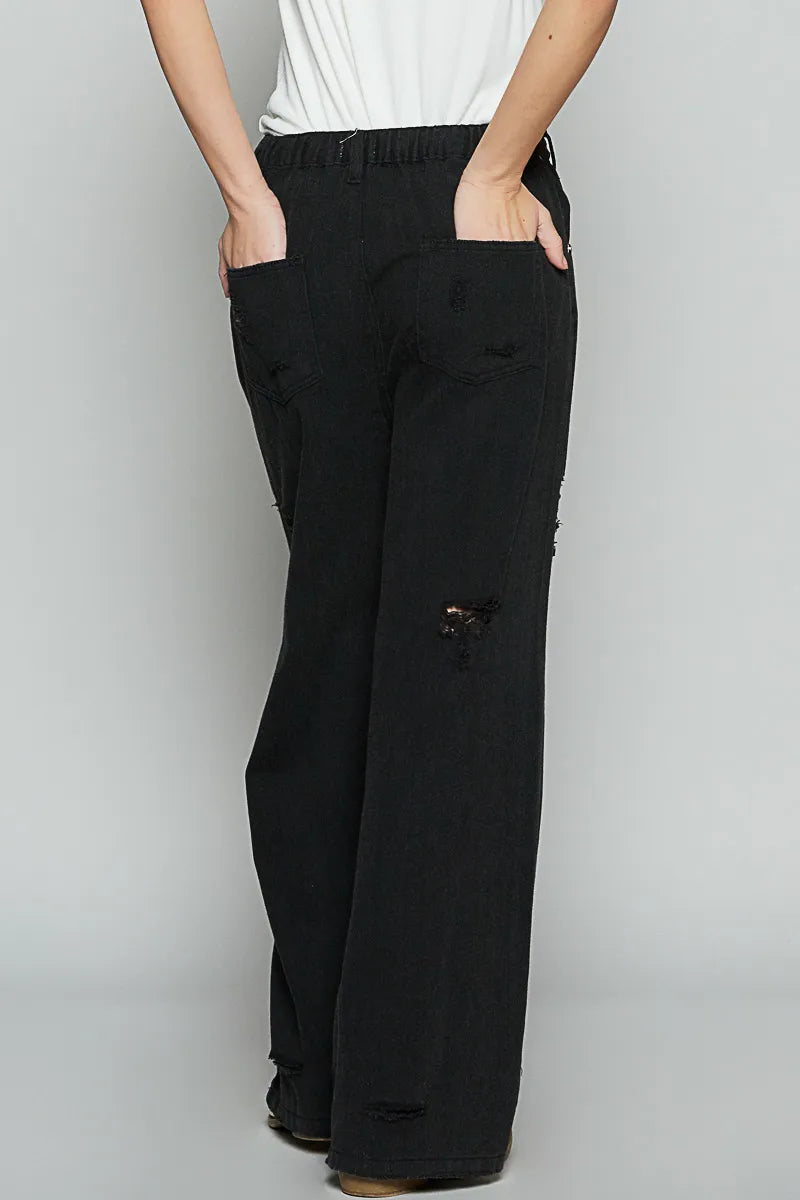 POL Distressed Wide Leg Jeans.