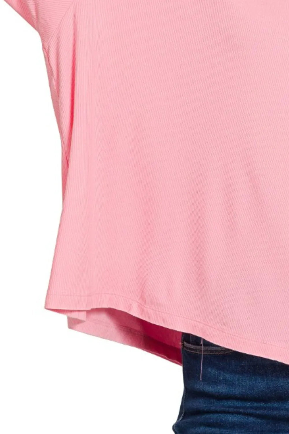 Oversized Ribbed Round Neck Short Sleeve Tee THE ROYAL BOUTIQUE