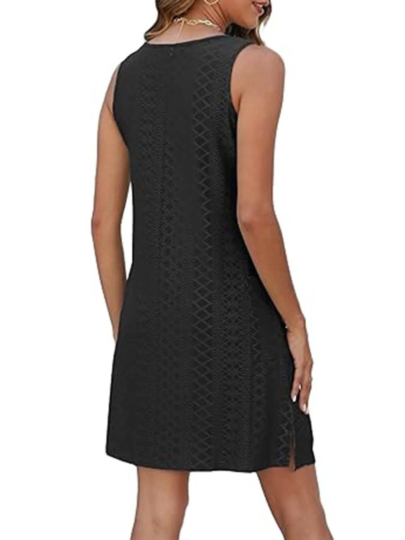 Side Slit Sleeveless Mini Tank Dress.
