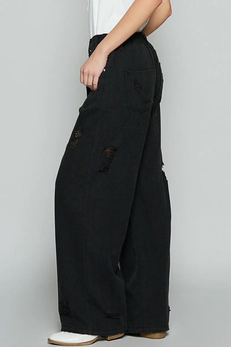 POL Distressed Wide Leg Jeans.